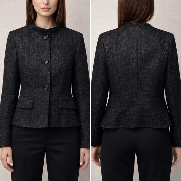 Alfani Jackets & Blazers - Alfani Black Metallic Textured Jacket Womens Size 4 Cropped Blazer Classic